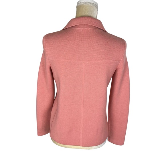 Talbots Coral Pink Merino Wool 2-Button Notched Collar Cardigan Blazer Size P - Picture 3 of 8